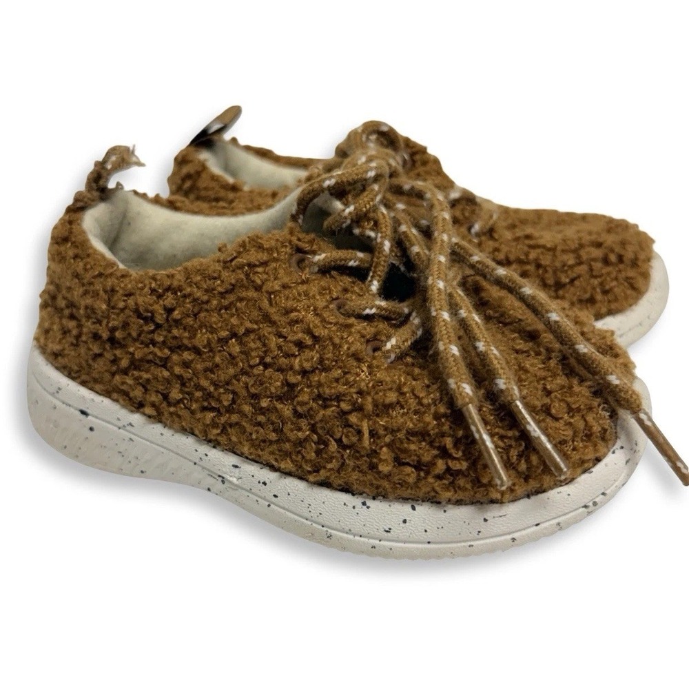 GAP Infant Baby Lace Up Sherpa Booties 12mo-18mo Brown Speckled Sole